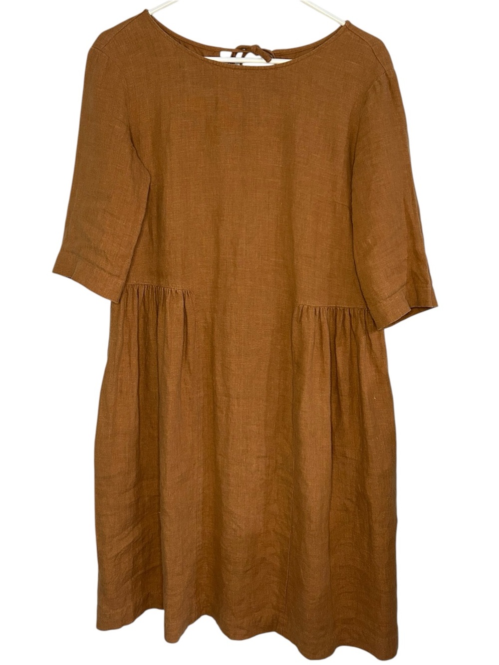 Everyday Gathered Midi Dress in Warm Tan